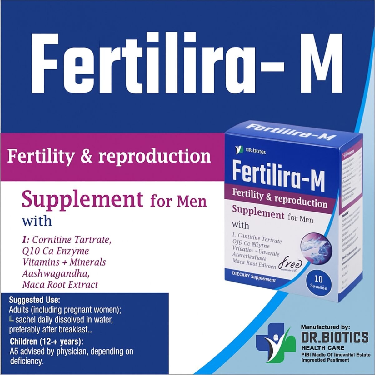 Fertilira-M | Men's Fertility Supplement with L-Carnitine, CoQ10, Ashwagandha & Maca Root | 10 Sachets - Image 2