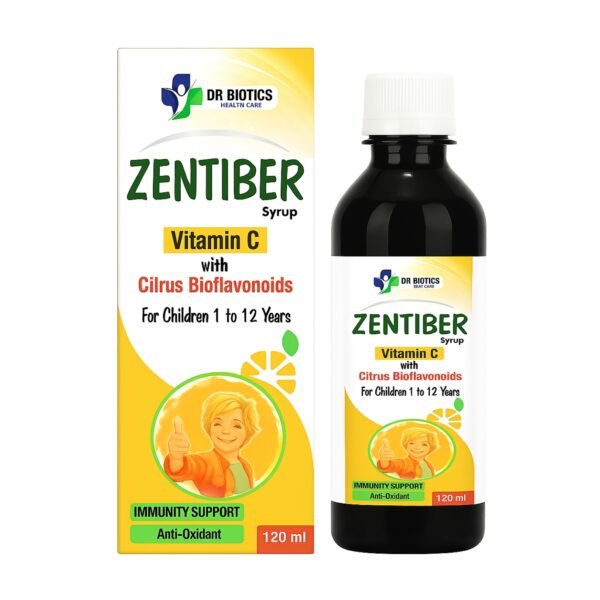 Zentiber Syrup – Vitamin C with Citrus Bioflavonoids (For Children 1 to 12 Years) | 120ml | Immunity Support & Antioxidant
